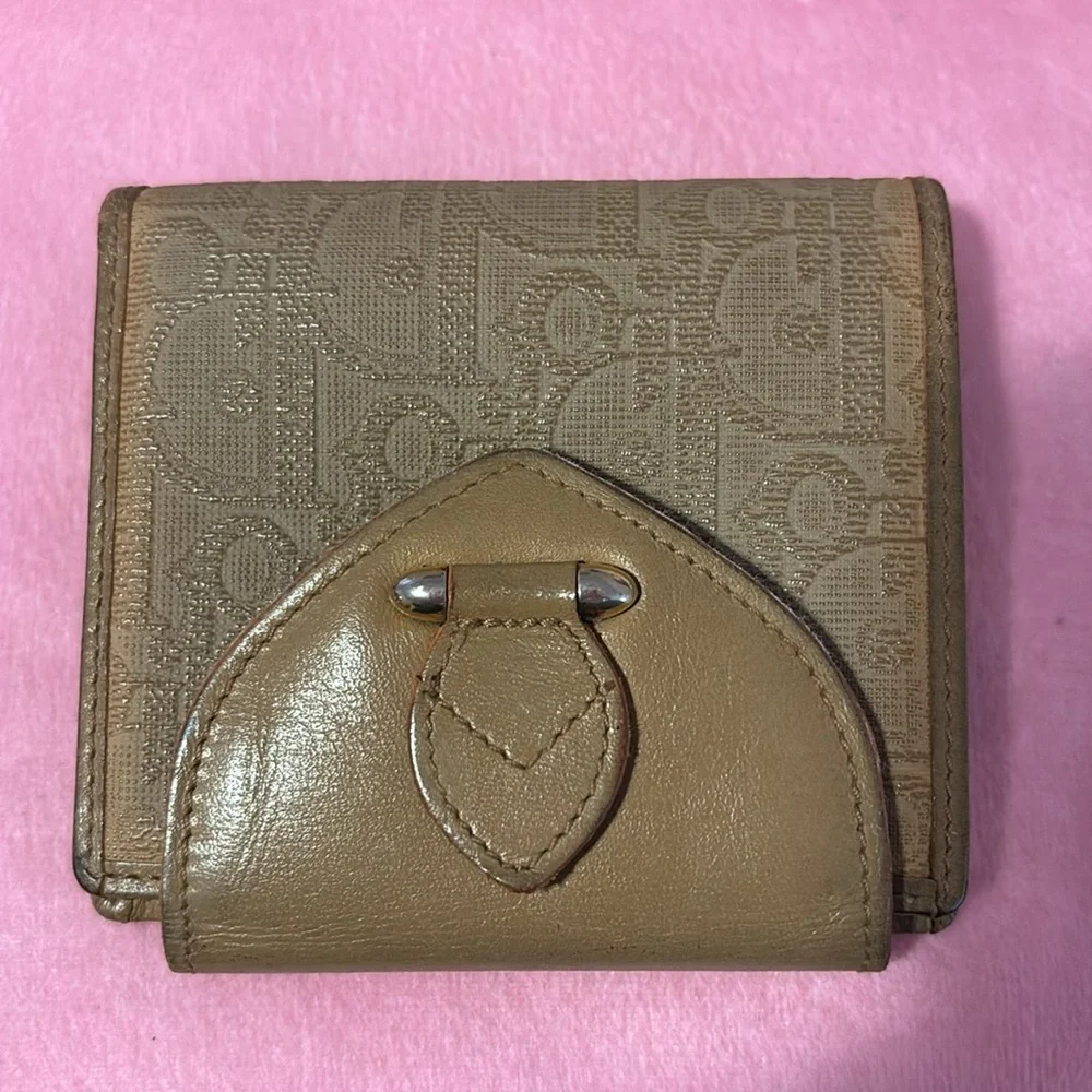Christin Dior Tan Compact Wallet with wallet snap